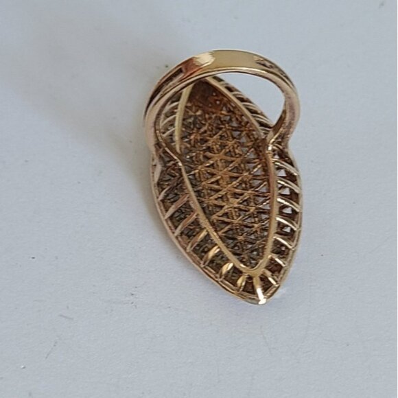 Boho Sterling Silver Rose Gold Marquis Two Tone Full Finger Statement Ring - Picture 8 of 13